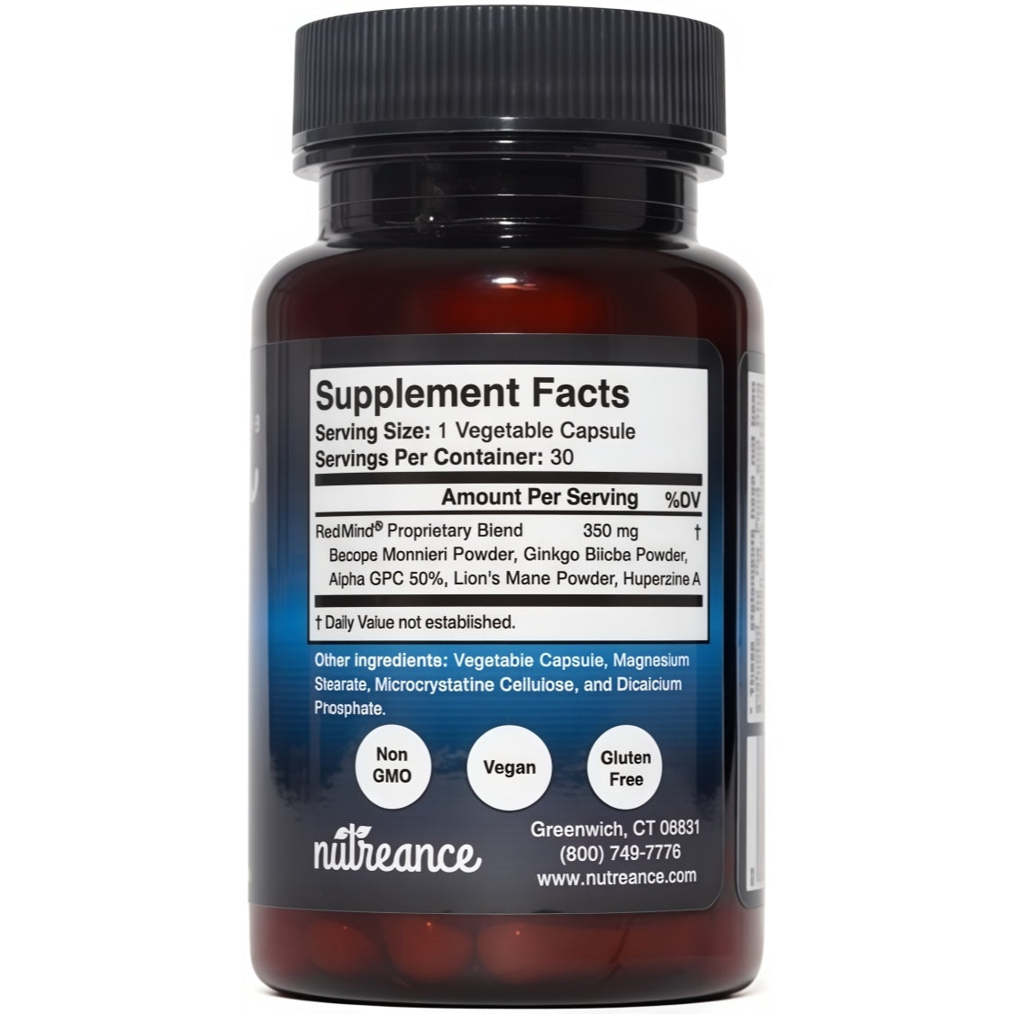 Natural Cognitive Enhancement Supplement Capsule - Non-GMO, Vegan, Gluten-Free